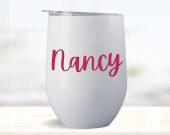 Custom Wine Tumbler, Personalized Tumbler with Lid and Straw