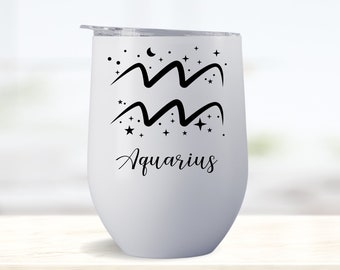 Zodiac Tumblers, Custom Wine Tumbler, Zodiac Sign Gifts