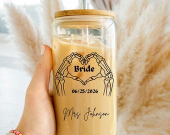 Personalized Gothic Bride Tumbler, Custom Engagement Gift For Her