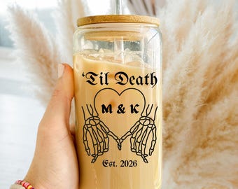 Personalized Gothic Bride Tumbler, Custom Engagement Gift For Her