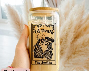 Personalized 'Til Death Gothic Couple Tumbler, Custom Engagement Gift For Her