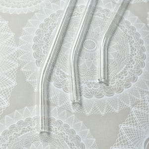 Set Of 5 Handmade Clear Glass Straws – Reusable, Dishwasher Safe & Eco-Friendly Drinking Straws With Cleaning Brush