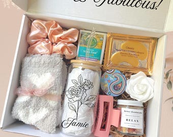 50th Birthday Gift Box for Her, Personalized Birth Flower Tumbler 50, Self Care Box 50th Birthday, Spa Gift Basket Women, Fabulous at 50