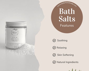 Calm bath salts, Relaxing Bath Salts with Epsom and Dead Sea Salts - Gift Box ADD-ON