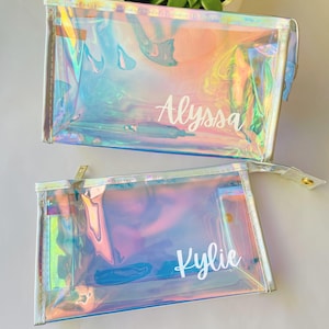 Personalized makeup bag for her birthday gift, clear makeup bags for bridesmaids gift custom cosmetic bag for mom, best friend birthday gift