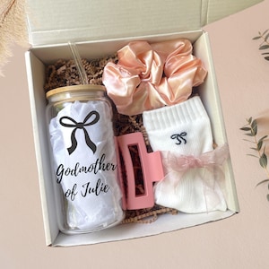 Personalized Godmother Gift, Will You Be My Godmother Proposal Box for Baptism Gift Set, Custom Godmother Glass Tumbler Gift