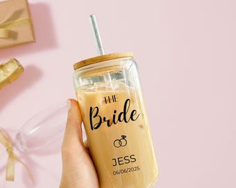 In My Wifey Era Glass Tumbler Set - 16oz Bridal Shower Gift For Bride With Bamboo Lid, Straw & Brush