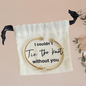Personalized Bridesmaid bracelet, Gold knot bracelet, I couldn&#39;t tie the knot initial bracelet, bridesmaid proposal gift, bridesmaid jewelry