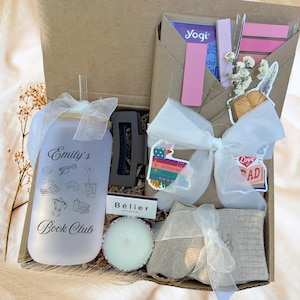 Personalized Gift for Book Lover, Blind Date with a Book Gift Set, Custom Book Club Gift Glass Tumbler, Bookish Gift idea for Women Gift Box