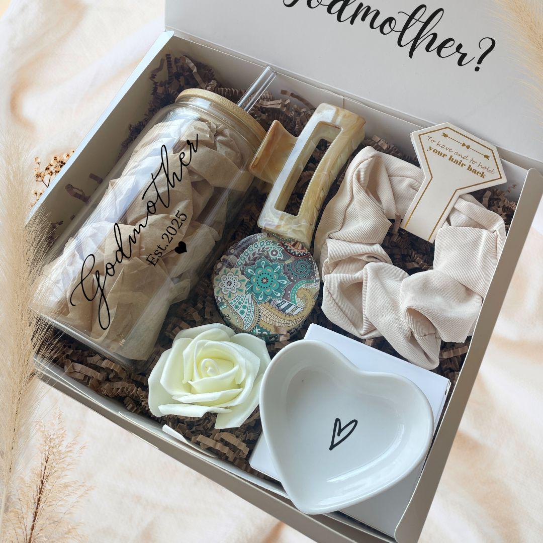 Godmother Gifts, Personalized God mother proposal gift, Thank You for being my Godmother Gift for Baptism, Godmother Glass Tumbler Gift Set