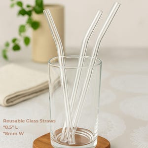 Glass Straw Set, Eco-Friendly Clear Glass Straw Reusable Glass Straw Bent Glass Straw Drinking Glass Straw 9&quot;
