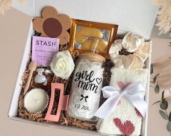 New Mom care package for First Time Mom Gift with Personalized tumbler, Mothers day Spa gift box for Boy Mom or Girl Mom Gift