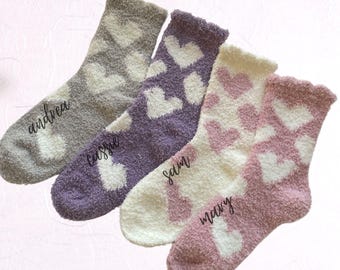 Personalized Cute Socks for Bridesmaid Gifts, Custom Fuzzy Socks for Bridal Party Favors Cozy Socks for Women, Bridesmaids Proposal Ideas