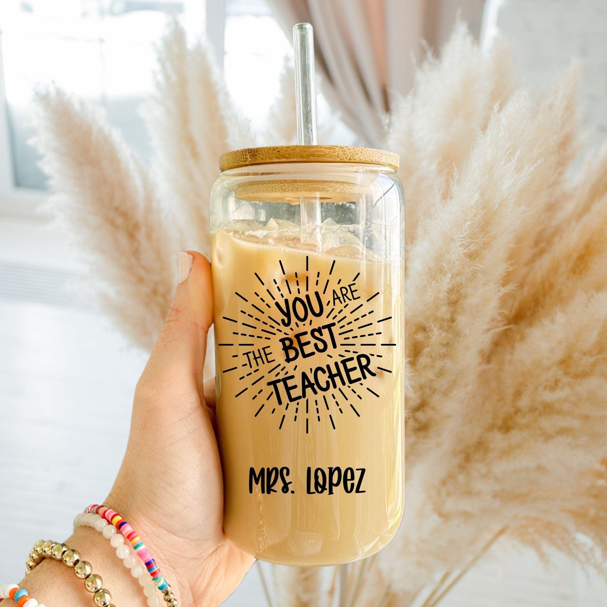 Personalized Teacher Appreciation Gift, Custom Glass Tumbler, End of ...