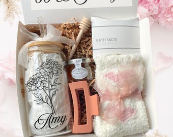 60th Birthday Gift Personalized birth flower tumbler with Name, Custom Birthday Box for Her