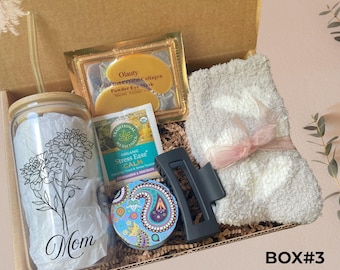 Self Care Gift for Mom with Personalized Birth Flower Tumbler and Spa Essentials