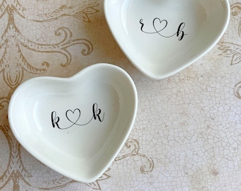 Personalized Engagement Ring Dish: Custom Initial Ceramic Jewelry Holder