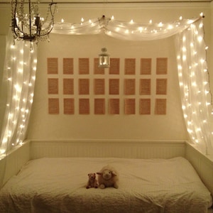 Bohemian Bed Canopy with Lights | Boho Bed Canopy Adult | Dorm Canopy Bed Curtains | College Dorm Bed Headboard Decor | All Bed Sizes