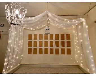 White Bed Canopy with Lights: Tulle Reading Nook, All Bed Sizes