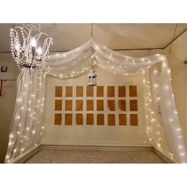 Bed Canopy Baldachin Canopy with Lights | Bed Curtains | Crib Canopy | Reading Nook | All Size Beds