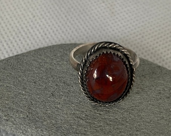 Flame Agate and Sterling Silver Ring size 8