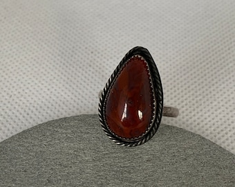 Flame Agate and Sterling Silver Ring size 8 1/2