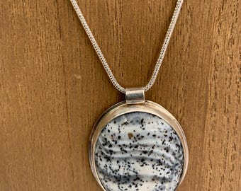 Dendritic Agate and Sterling Silver Pendant
