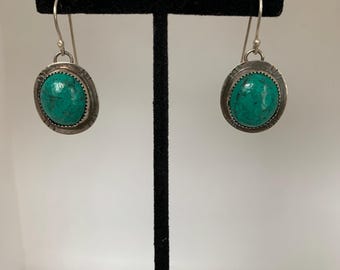 Turquoise and Sterling Silver handcrafted Earrings