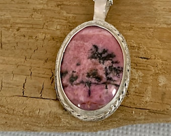 Rhodonite and Sterling Silver Pendant