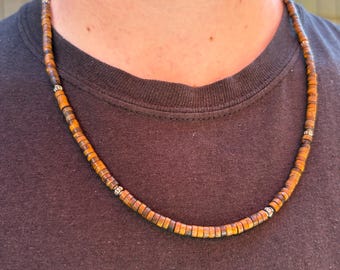 Tiger Eye Heishi Bead Necklace 24 inches