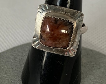 Rhodonite and Sterling Silver Ring size 7 1/2