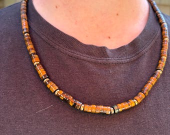Tiger Eye Heishi Beaded Necklace 22 inches
