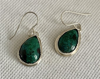 Chrysocolla and Sterling Silver Earrings