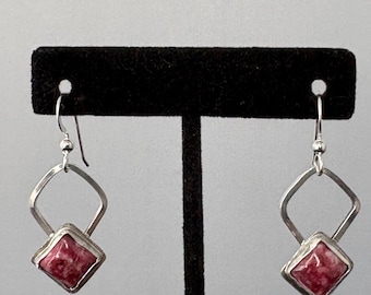 Thulite and Sterling Silver Earrings