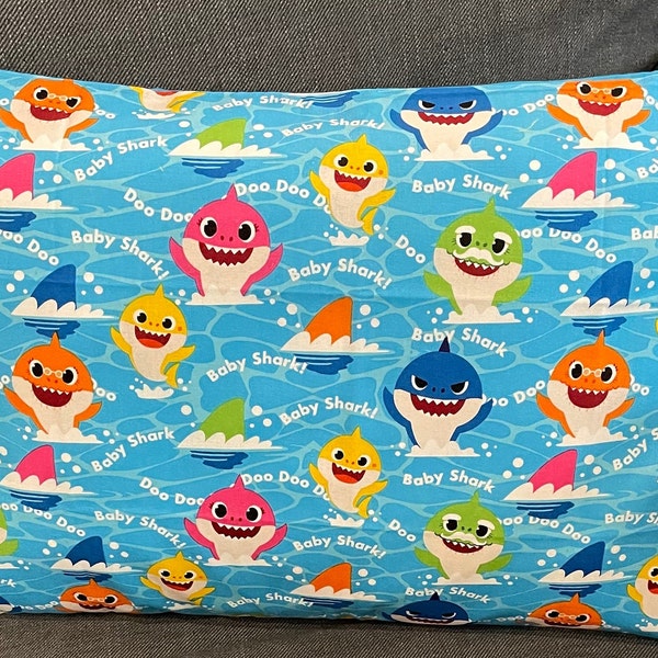 Baby Sharks Inspired 14" x 20" Travel/Child size Pillowcases: Envelope-Style, Various Patterns (Case Only)