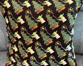 Christmas Pop Culture Movies: Grinch and Star Wars Pillow Cover 16" x 16"