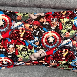 Marvel Inspired Envelope-Style Pillow Cases 14" x20" Travel/Child Size (Case Only) Ironman, Thor, Capt. America, Wolverine