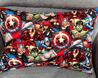 Marvel Inspired Envelope-Style Pillow Cases 14" x20" Travel/Child Size (Case Only) Ironman, Thor, Capt. America, Wolverine