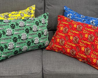 Harry Potter House Pillowcases: Set of 4 Decorative Covers 14" x 20" or 13" x 18"