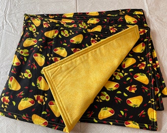 Set of 2, Food Theme, Everyday Placemats, Various Patterns 16.5" x 12.5" Reversible