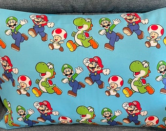 Video Game Inspired Envelope-Style Pillowcases, 14" x 20" Travel/Child size, (Case Only, Pillow Not Included), Mario and Friends