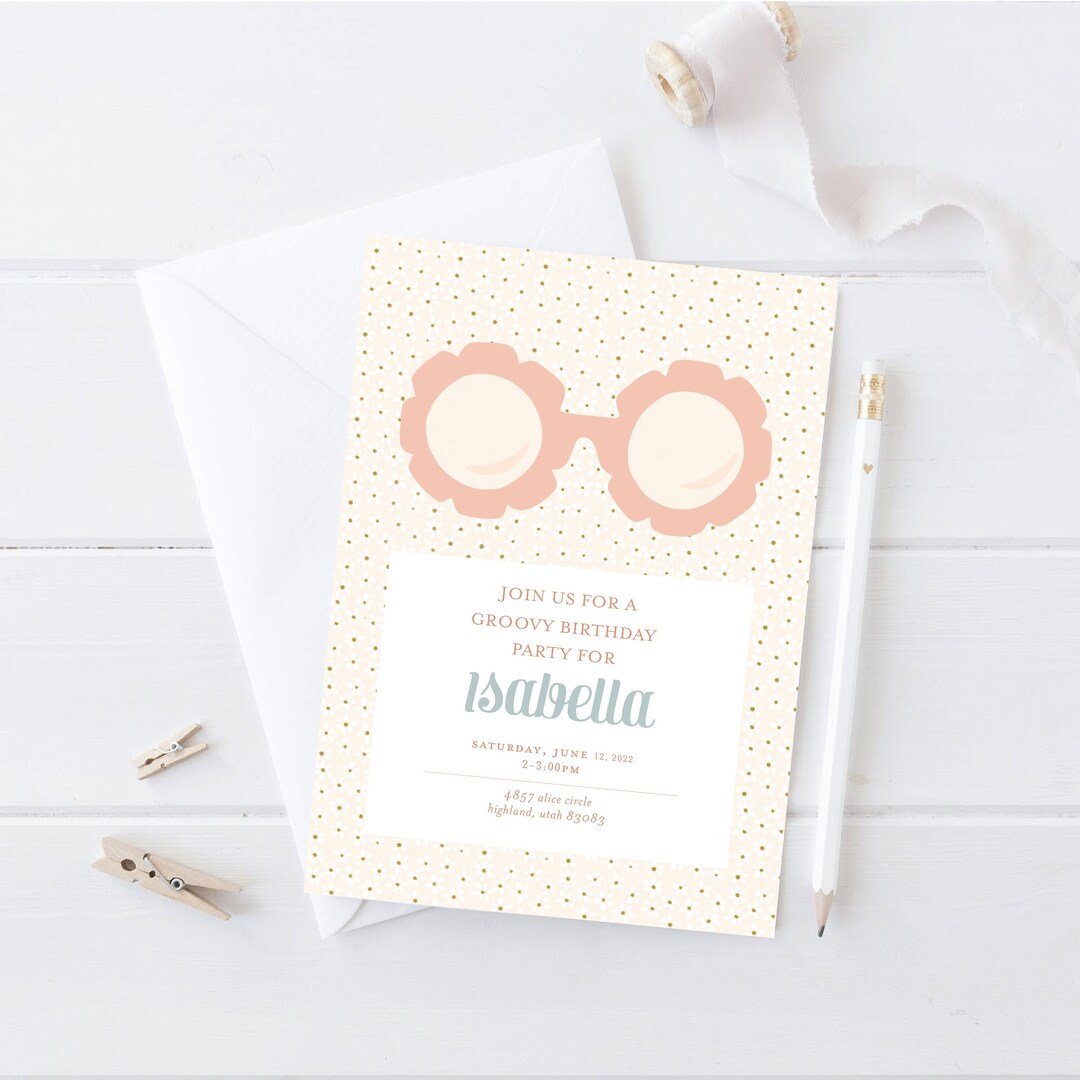Sunglasses Invitation Editable Template Digital Download Etsy