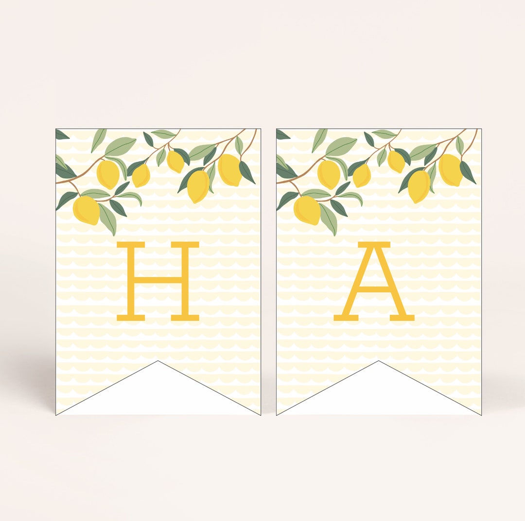 Lemon Banner, Editable Template, Digital Download, Baby Birthday Decor ...
