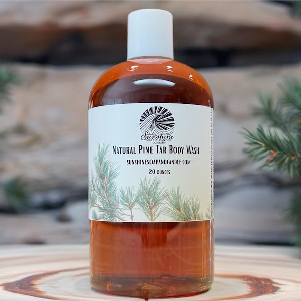 Natural Pine Tar Body Wash with Olive Oil Eucalyptus Rosemary Essential Oils Handmade 20oz