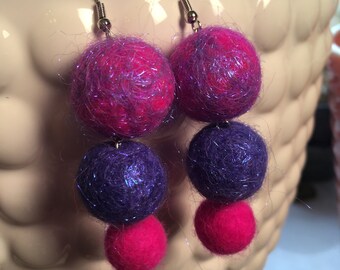 Midnight Magenta Shimmer Statement Earrings