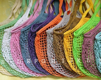 100% Reusable Cotton Shopping Bag, 23 Colors, Portable Grocery Tote Bags Fruit Vegetable Bag, Wedding Mesh Handbag Short Handle Storage Bag