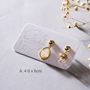 200 stks witte sieraden verpakking kaart custom logo gepersonaliseerde ketting kaart opknoping verpakking display papieren tag logo oorbel kaart: