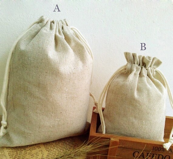 50pcsnatural Linen Bags Drawstring Bags Promotional Bags Etsy