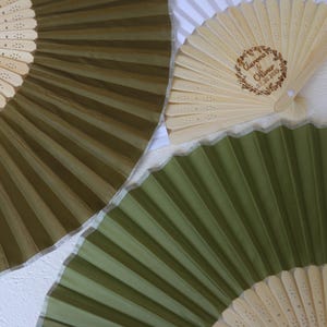 Custom Olive Green Name Fabric Hand Fans, Personalized Text Engraved Bamboo Fans Favors, Monogram Wedding Fans, Special Event, Party Favors