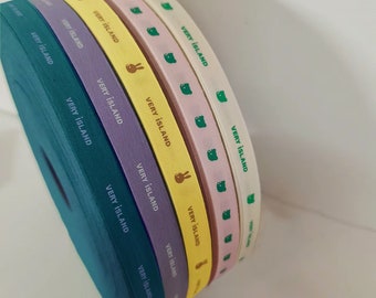Ruban coloré personnalisé de 100 m, ruban en coton imprimé personnalisé, nom, texte, ruban du logo de la marque pour cadeaux d'entreprise, cadeaux de mariage